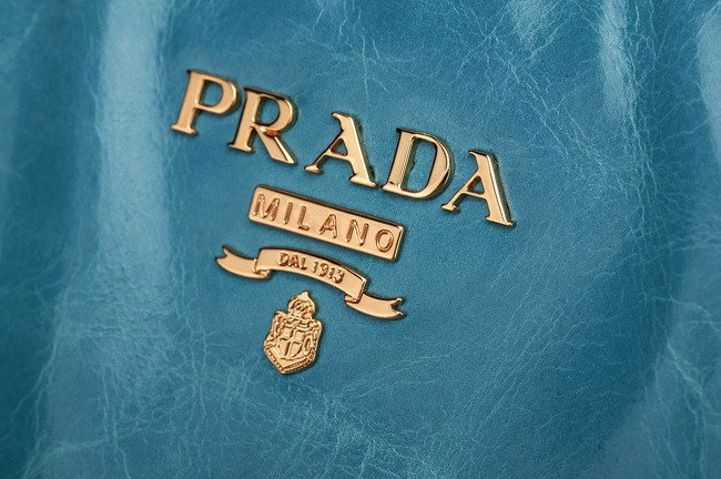 2014 Prada bright Leather Tote Bag for sale BN2533 light blue